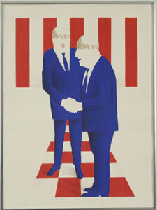 Illustration of Two Men in blue suits shaking hands